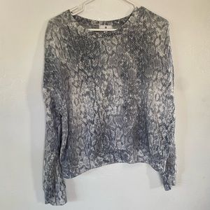 Waffle knit snakeskin print long sleeve